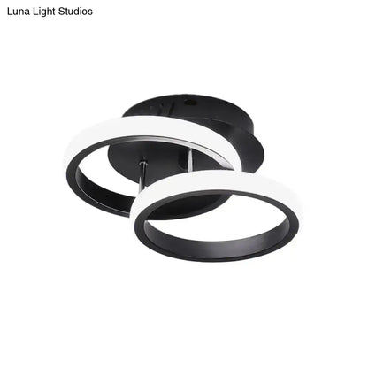 DecorBites™ Modern Metal Small Ceiling Lamp - Round/Square/Moon Shape, LED Semi Flush Mount Lighting for Corridor - Black/White