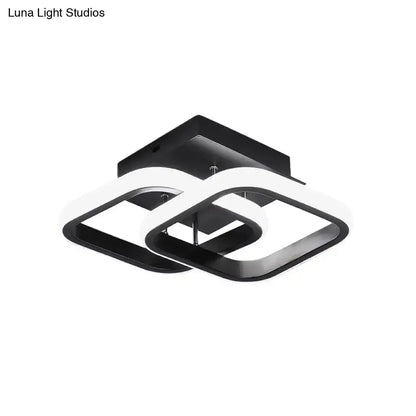 DecorBites™ Modern Metal Small Ceiling Lamp - Round/Square/Moon Shape, LED Semi Flush Mount Lighting for Corridor - Black/White
