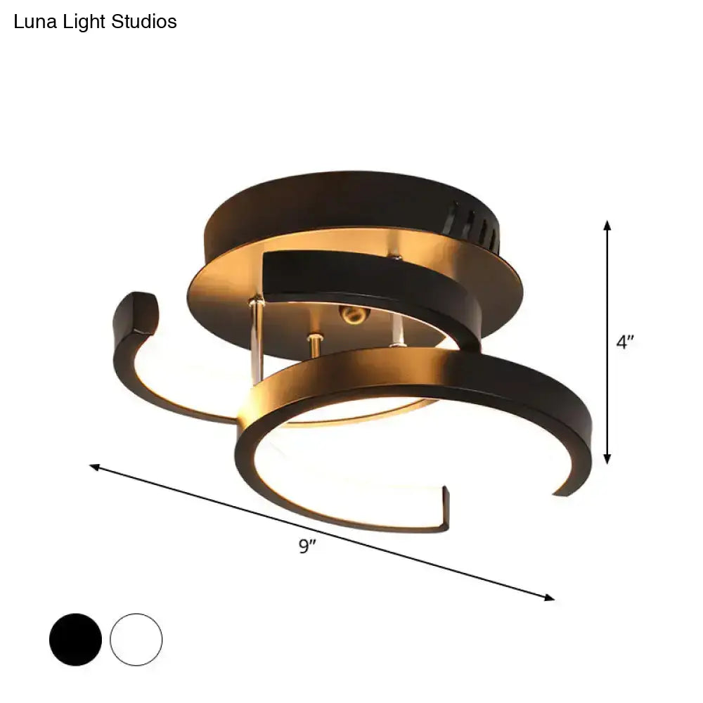 DecorBites™ Modern Metal Small Ceiling Lamp - Round/Square/Moon Shape, LED Semi Flush Mount Lighting for Corridor - Black/White