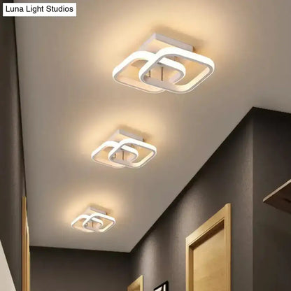 DecorBites™ Modern Metal Small Ceiling Lamp - Round/Square/Moon Shape, LED Semi Flush Mount Lighting for Corridor - Black/White