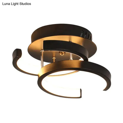 DecorBites™ Modern Metal Small Ceiling Lamp - Round/Square/Moon Shape, LED Semi Flush Mount Lighting for Corridor - Black/White