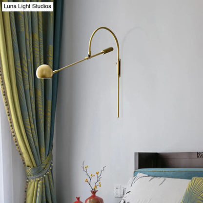 DecorBites™ Modern Metal Sphere Wall Sconce Light with Curved Arm - 1 Head Wall Lighting Fixture