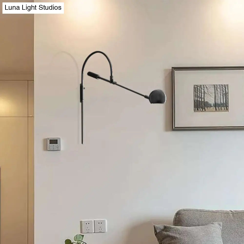 DecorBites™ Modern Metal Sphere Wall Sconce Light with Curved Arm - 1 Head Wall Lighting Fixture