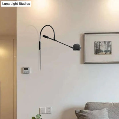 DecorBites™ Modern Metal Sphere Wall Sconce Light with Curved Arm - 1 Head Wall Lighting Fixture