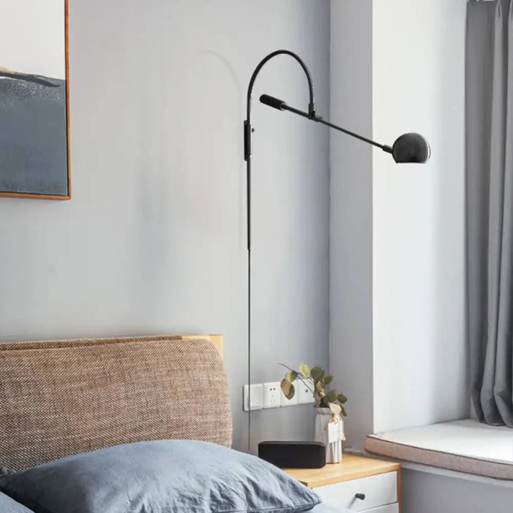 DecorBites™ Modern Metal Sphere Wall Sconce Light with Curved Arm - 1 Head Wall Lighting Fixture