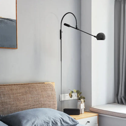 DecorBites™ Modern Metal Sphere Wall Sconce Light with Curved Arm - 1 Head Wall Lighting Fixture