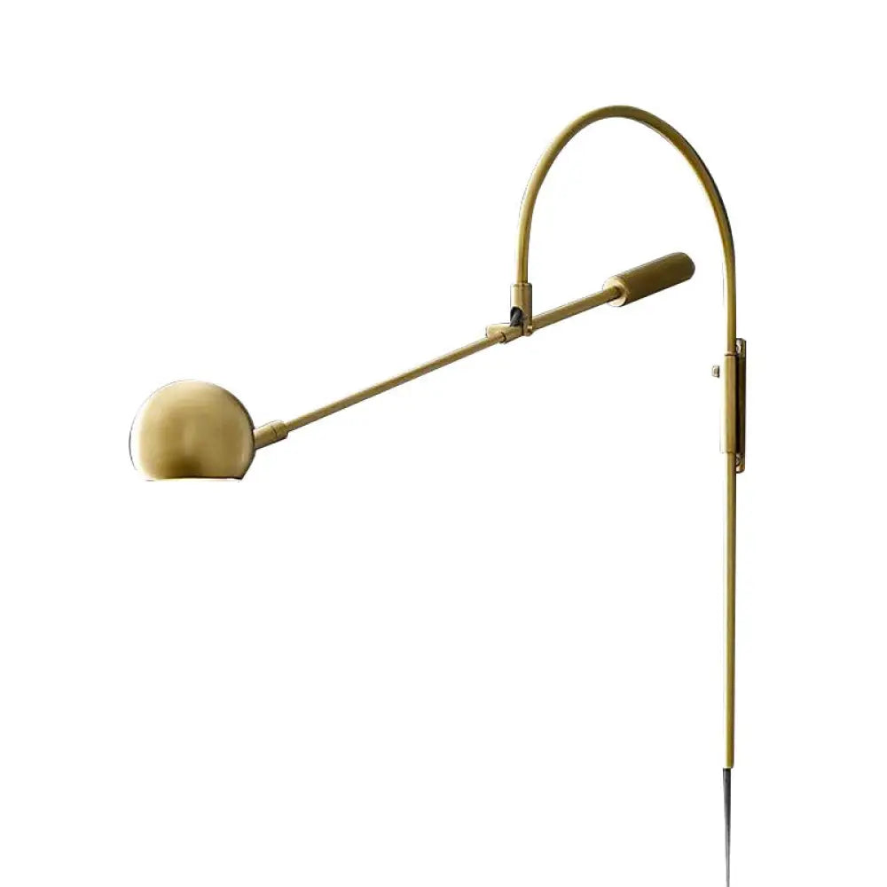 DecorBites™ Modern Metal Sphere Wall Sconce Light with Curved Arm - 1 Head Wall Lighting Fixture