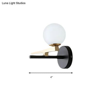 DecorBites™ Modern Metal Swallows Wall Sconce with White Glass Ball Shade - Indoor Black Finish Lighting