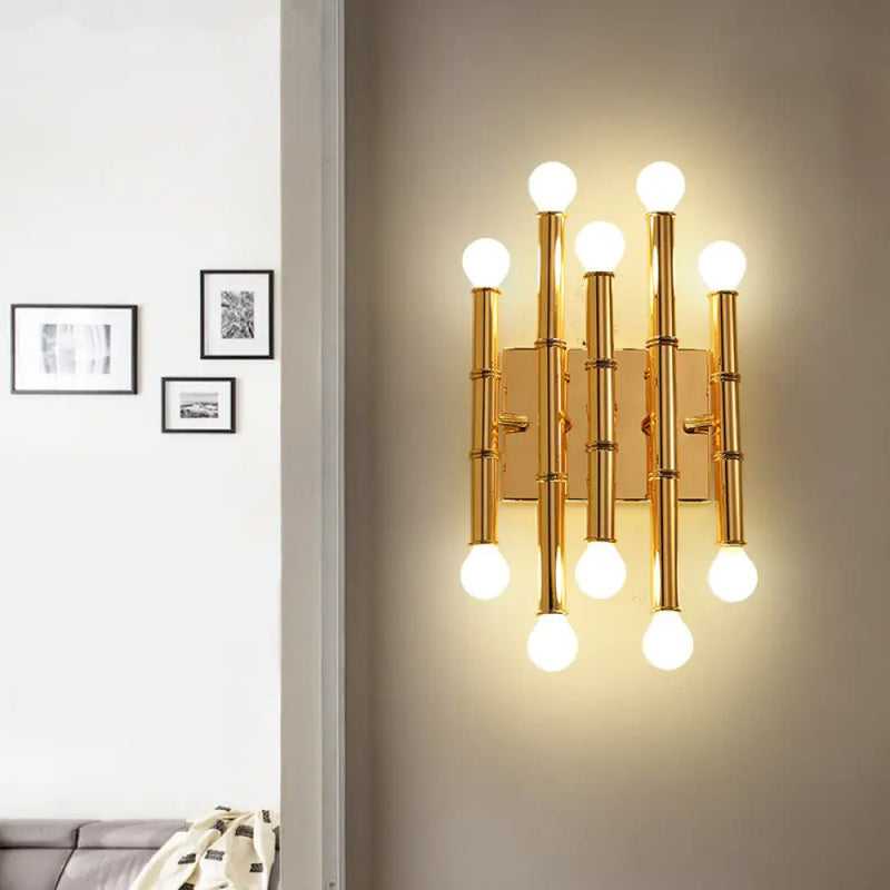 DecorBites™ Modern Metal Tubes Wall Sconce with 10 Lights - Polished Gold/Silver - Hallway Lighting