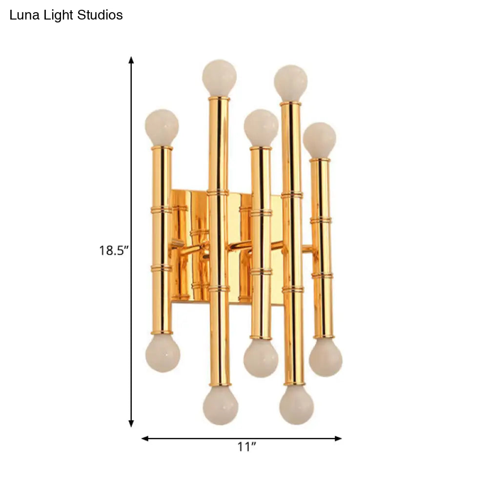 DecorBites™ Modern Metal Tubes Wall Sconce with 10 Lights - Polished Gold/Silver - Hallway Lighting