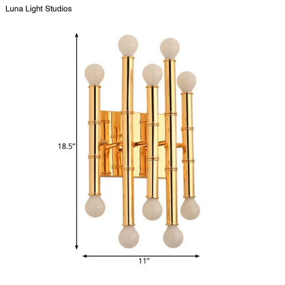 DecorBites™ Modern Metal Tubes Wall Sconce with 10 Lights - Polished Gold/Silver - Hallway Lighting
