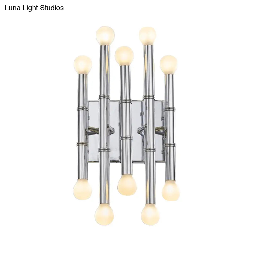 DecorBites™ Modern Metal Tubes Wall Sconce with 10 Lights - Polished Gold/Silver - Hallway Lighting
