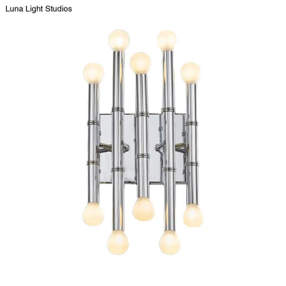 DecorBites™ Modern Metal Tubes Wall Sconce with 10 Lights - Polished Gold/Silver - Hallway Lighting