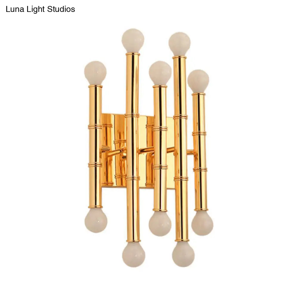 DecorBites™ Modern Metal Tubes Wall Sconce with 10 Lights - Polished Gold/Silver - Hallway Lighting