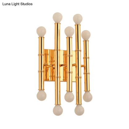DecorBites™ Modern Metal Tubes Wall Sconce with 10 Lights - Polished Gold/Silver - Hallway Lighting
