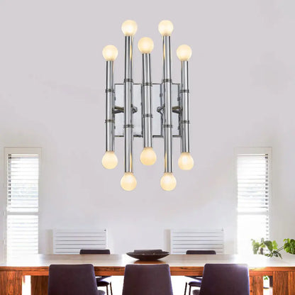 DecorBites™ Modern Metal Tubes Wall Sconce with 10 Lights - Polished Gold/Silver - Hallway Lighting