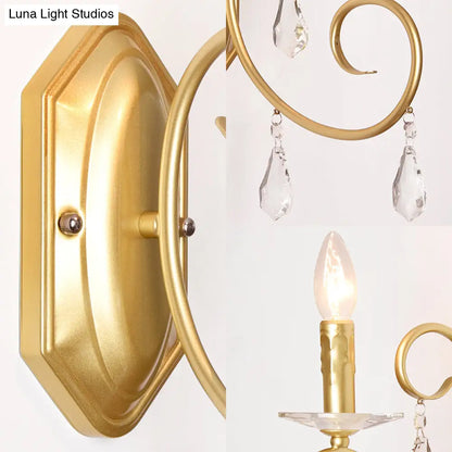 DecorBites™ Modern Metal Wall Lamp - Elegant 1-Light Candle Sconce with Clear Crystal Deco in Gold for Corridor