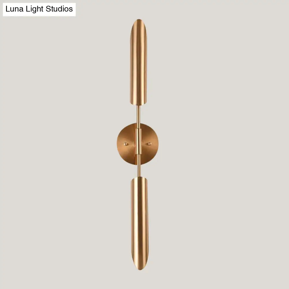 DecorBites™ Modern Metal Wall Lamp Sconce with Brass Finish LED Lighting - Tube Up-Down Wall Mount