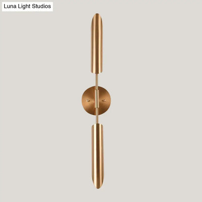 DecorBites™ Modern Metal Wall Lamp Sconce with Brass Finish LED Lighting - Tube Up-Down Wall Mount