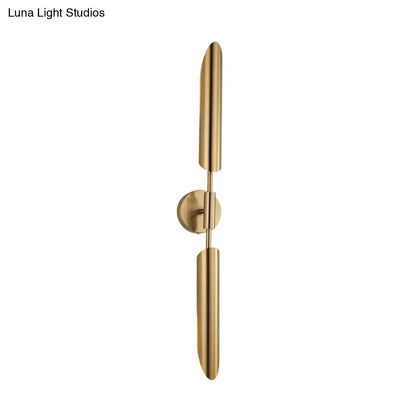 DecorBites™ Modern Metal Wall Lamp Sconce with Brass Finish LED Lighting - Tube Up-Down Wall Mount