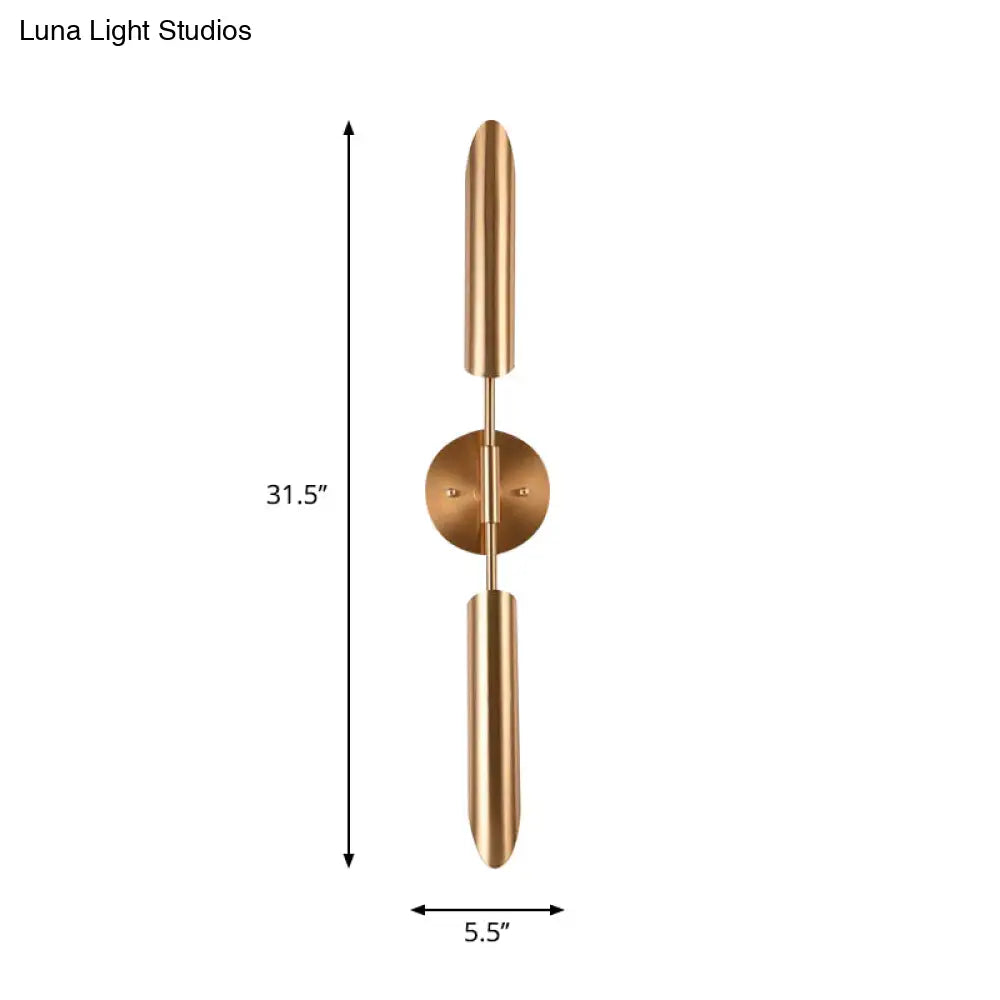 DecorBites™ Modern Metal Wall Lamp Sconce with Brass Finish LED Lighting - Tube Up-Down Wall Mount