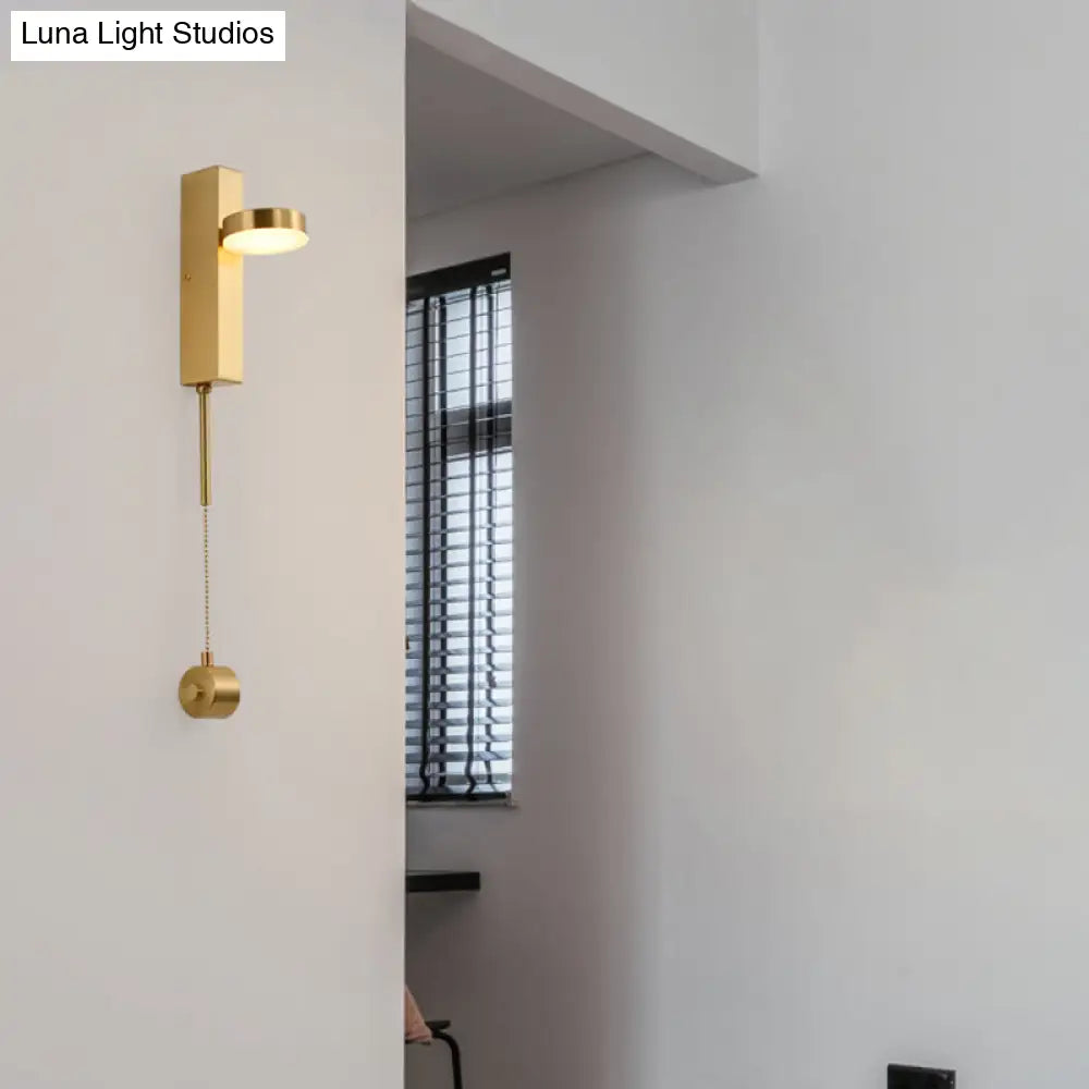 DecorBites™ Modern Metal Wall Sconce: 1-Bulb Brass LED Lighting in Warm/White Light