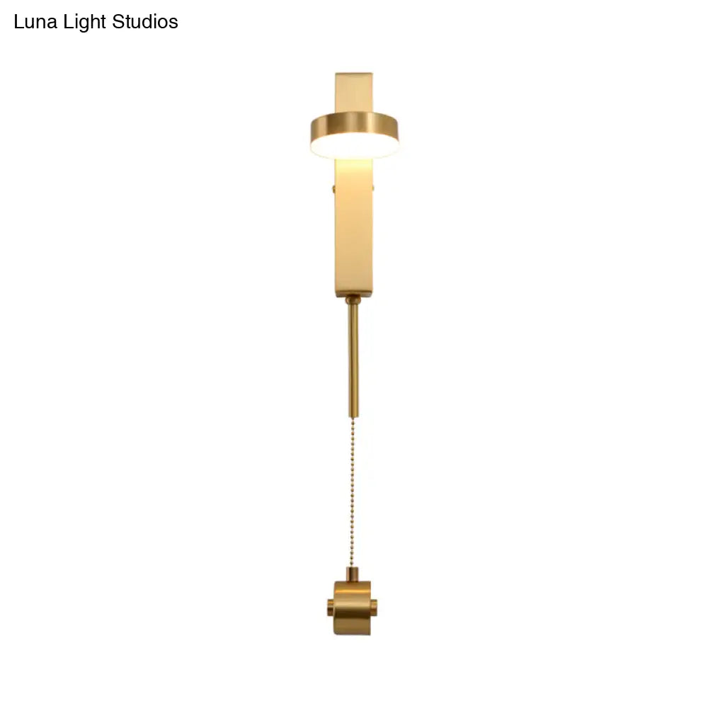 DecorBites™ Modern Metal Wall Sconce: 1-Bulb Brass LED Lighting in Warm/White Light