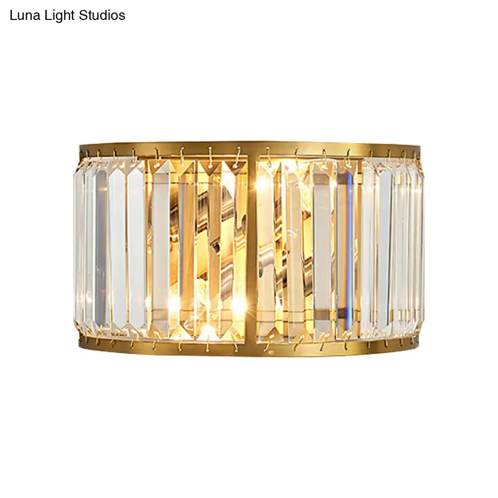 DecorBites™ Modern Metal Wall Sconce with Dual Bulbs, Crystal Block & Black/Gold Finish