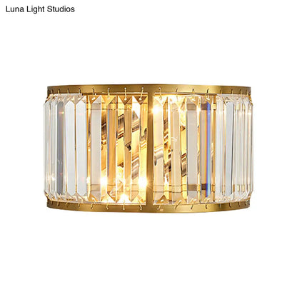DecorBites™ Modern Metal Wall Sconce with Dual Bulbs, Crystal Block & Black/Gold Finish