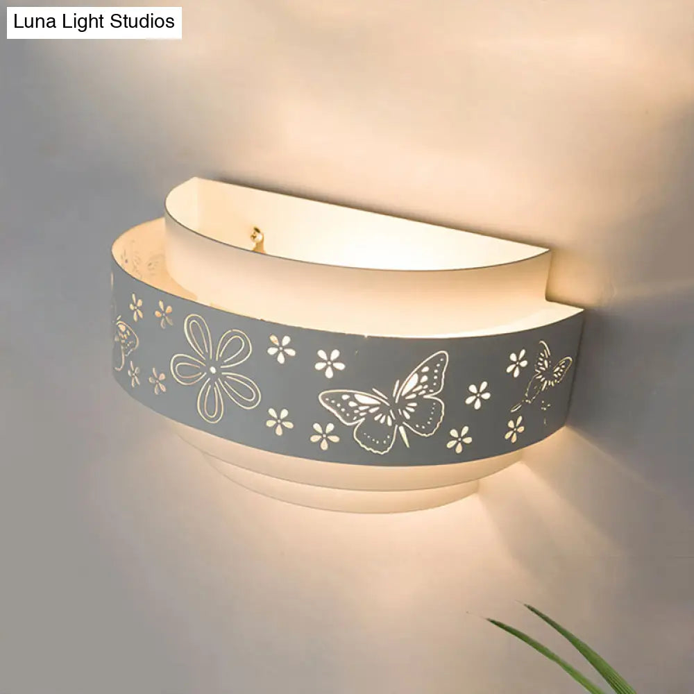 DecorBites™ Modern Metal Wall Sconce with Etched Pattern - White Light for Living Room