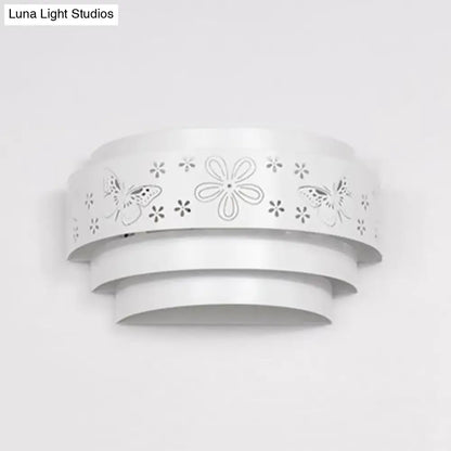 DecorBites™ Modern Metal Wall Sconce with Etched Pattern - White Light for Living Room