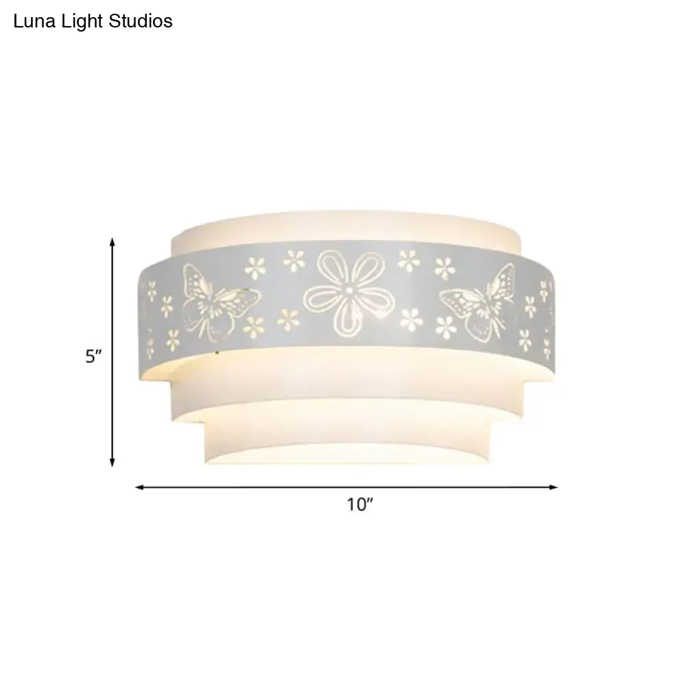 DecorBites™ Modern Metal Wall Sconce with Etched Pattern - White Light for Living Room