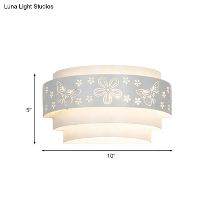 DecorBites™ Modern Metal Wall Sconce with Etched Pattern - White Light for Living Room