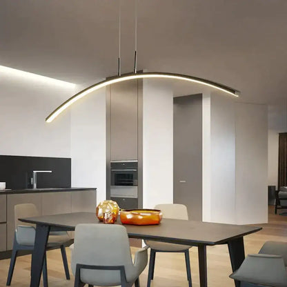 Modern metallic arc shape led pendant lights dining room