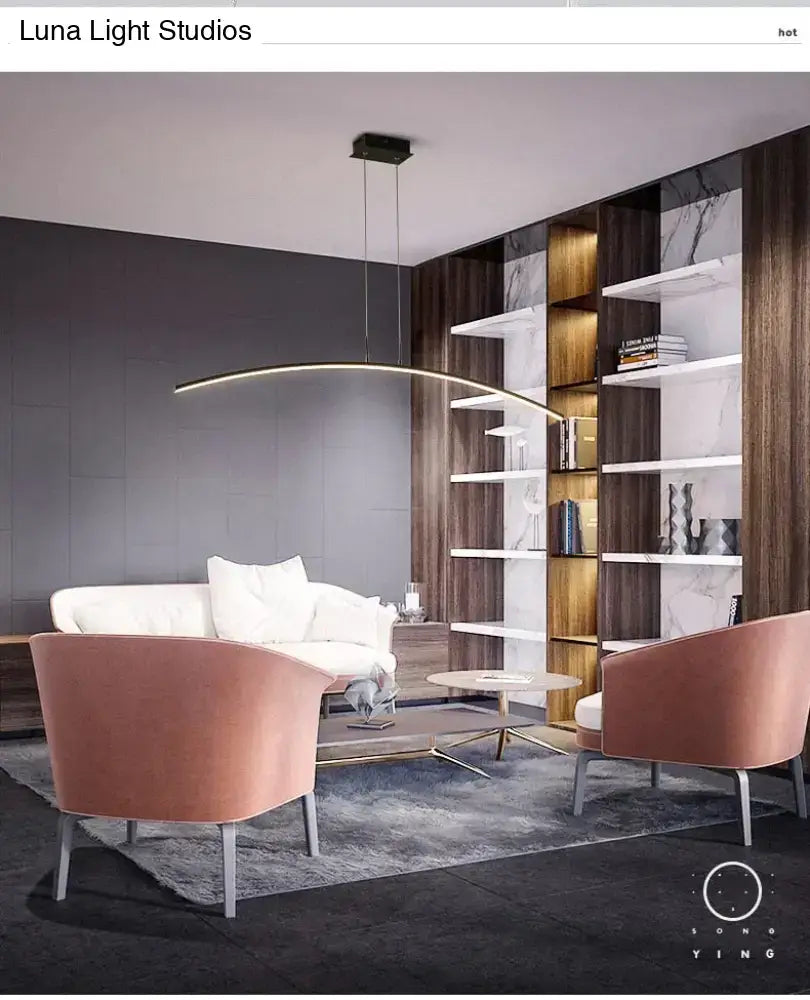 Modern metallic arc shape led pendant lights dining room