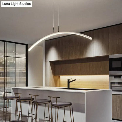 Modern metallic arc shape led pendant lights dining room