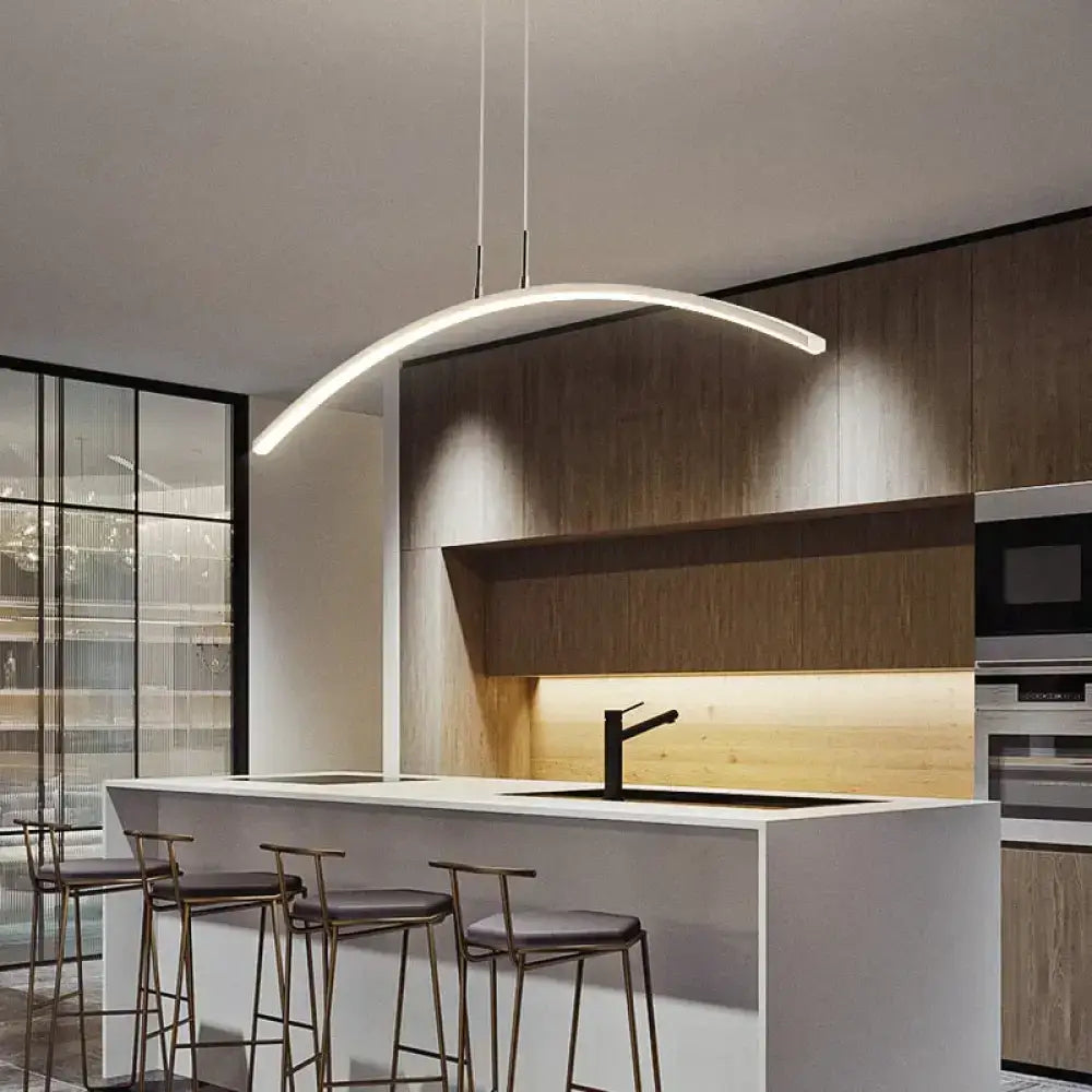 Modern metallic arc shape led pendant lights dining room