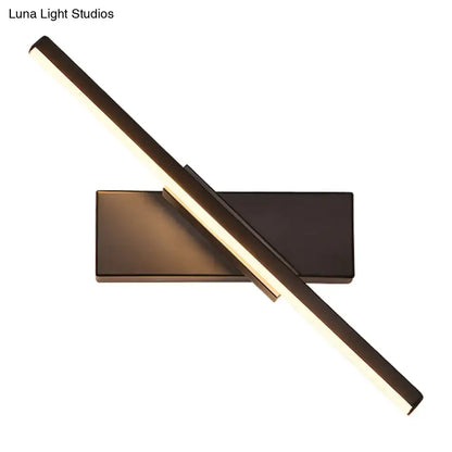 Modern metallic black & white linear vanity wall sconce bathroom light