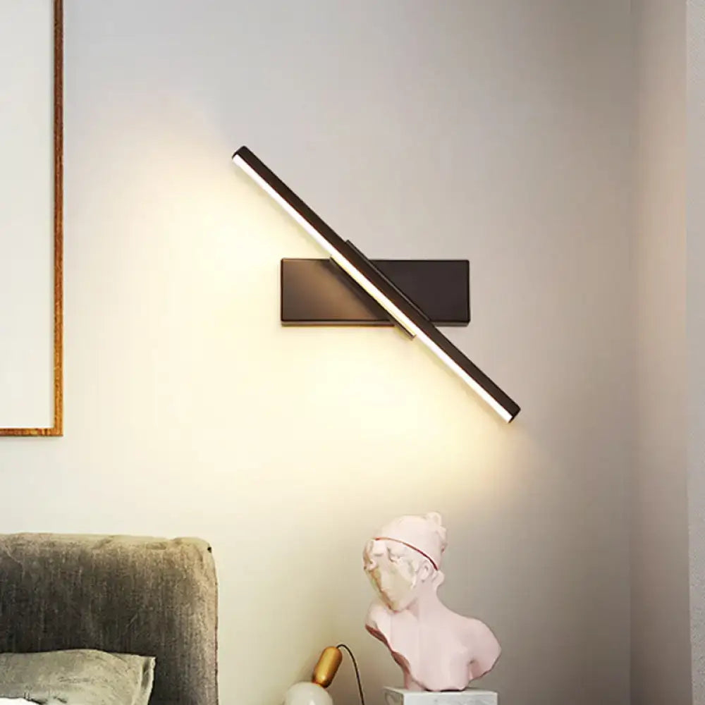 Modern metallic black & white linear vanity wall sconce bathroom light
