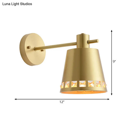 DecorBites™ Modern Metallic Brass Wall Mount Light with Clear Crystal Accent - Perfect for Living Room