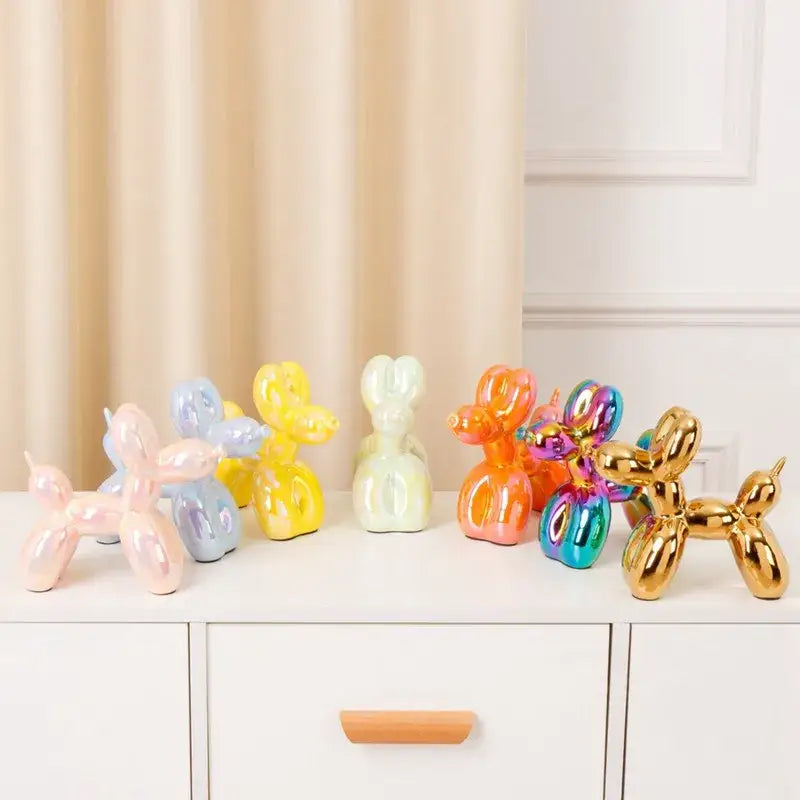 Modern metallic ceramic balloon dog statue living room decor