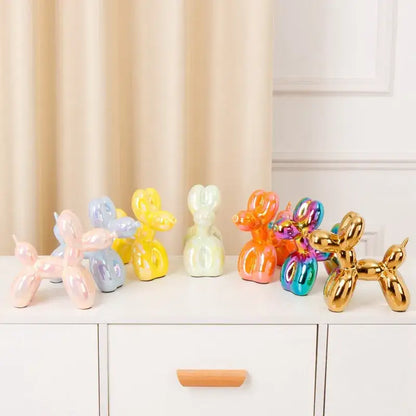 Modern metallic ceramic balloon dog statue living room decor