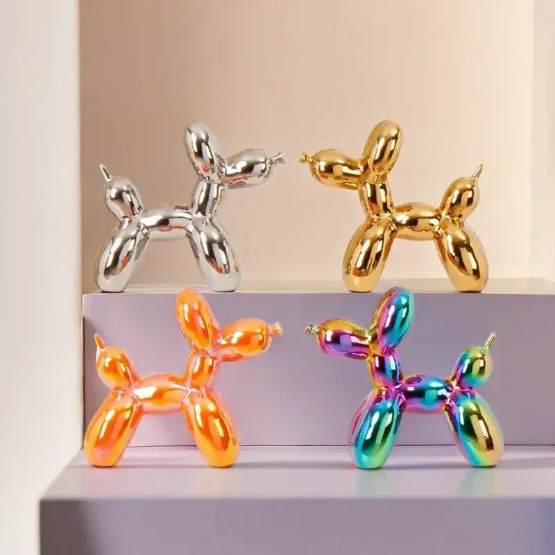 Modern metallic ceramic balloon dog statue living room decor