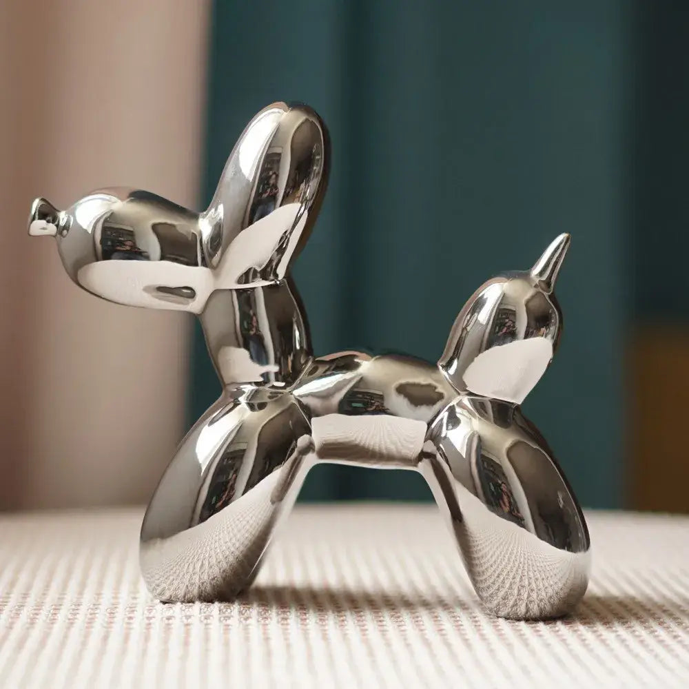 Modern metallic ceramic balloon dog statue living room decor