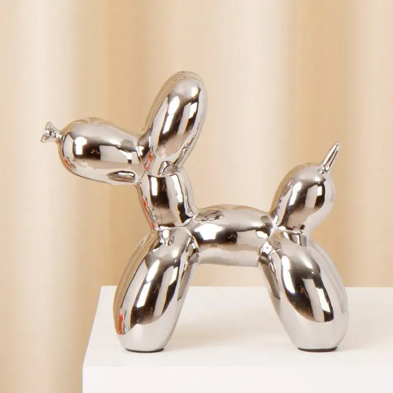 Modern metallic ceramic balloon dog statue living room decor