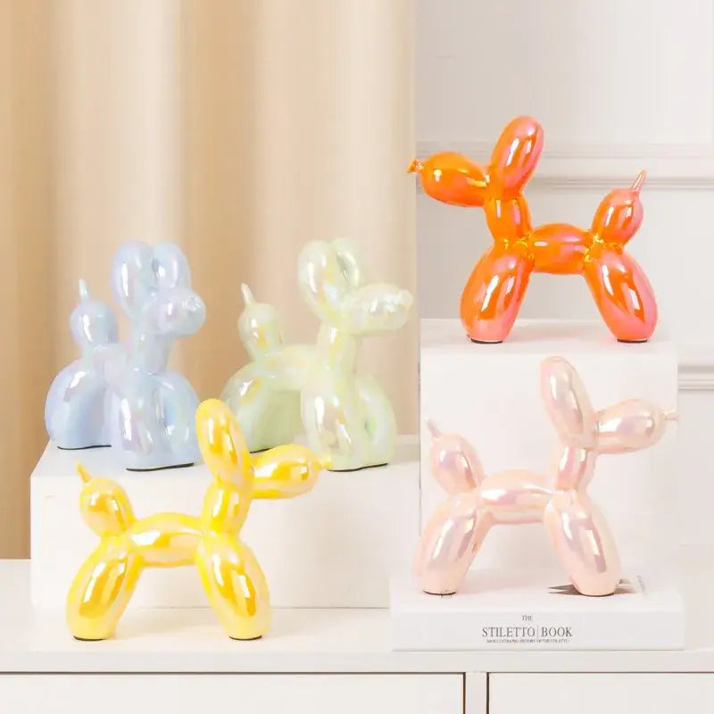 Modern metallic ceramic balloon dog statue living room decor