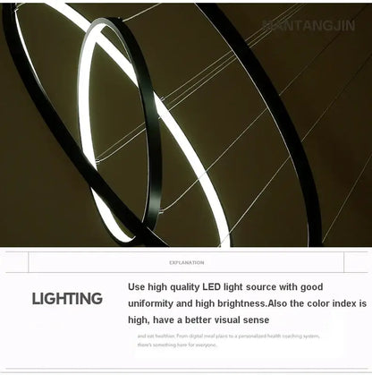 Modern metallic circle rings led pendant lamp for dining room