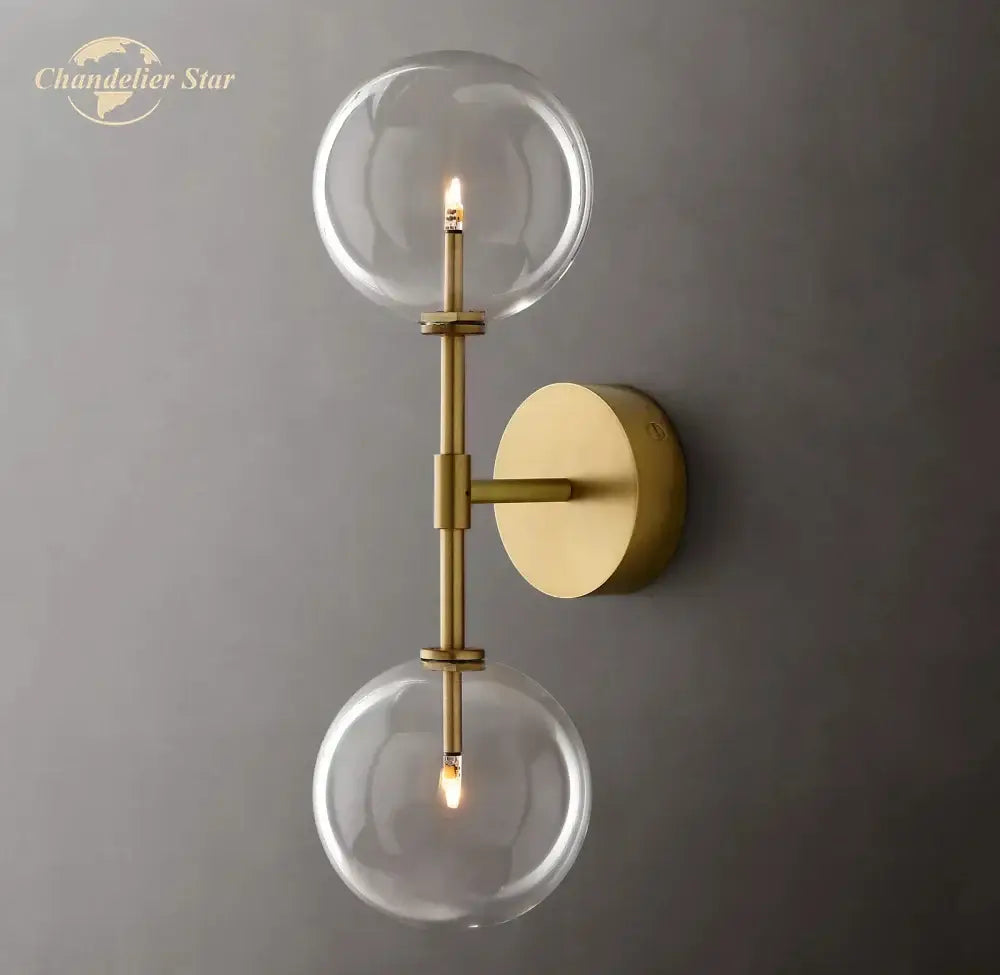 Modern metallic clear glass globe wall sconce bedroom light
