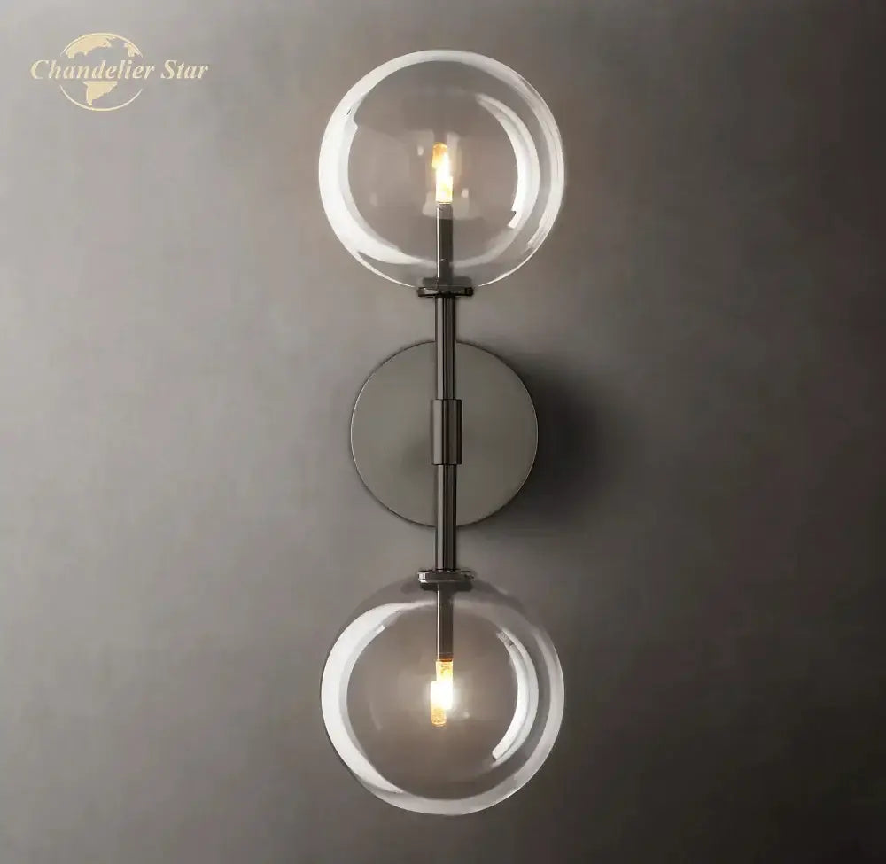 Modern metallic clear glass globe wall sconce bedroom light