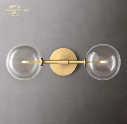 Modern metallic clear glass globe wall sconce bedroom light